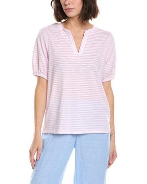 Stella Parker Caroline Notch Neck Puff Sleeve Top - White
