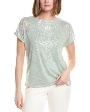 Anne Klein Bateau Sequin Dolman T-Shirt - Grey