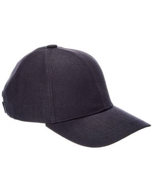 Vince Embroidered Linen Baseball Cap - Blue