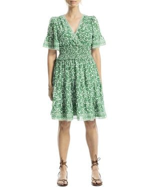 Max Studio Surplice Bell Sleeve Dress - Green