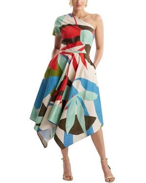 Natori Abstract Palm Poplin Dress - Blue