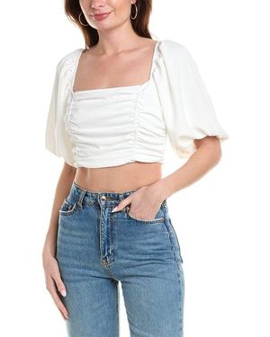 Isla Ciel Ruched Crop Blouse - Blue