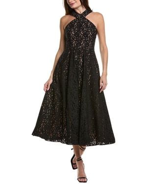 Michael Kors Spring Eyelet Silk-Lined Midi Dress - Black