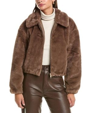 Cece Zip Front Short Blouson Jacket - Brown
