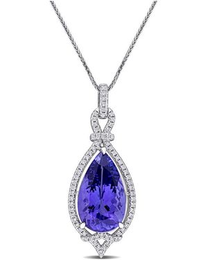 Diamond Select Cuts 14K 7.64 Ct. Tw. Diamond & Tanzanite Necklace - Blue
