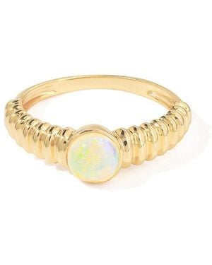 TIRAMISU 14K Over 0.62 Ct. Tw. Ethiopian Opal Solitaire Ring - Metallic