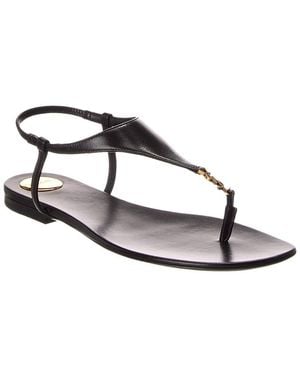 Saint Laurent Cassandre Leather Sandal - White