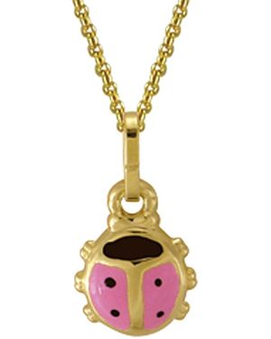 Italian Gold 14k Enamel Necklace - Pink
