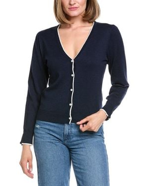 Hannah Rose Pearl Button Trimmed Cashmere-Blend Cardigan - Blue