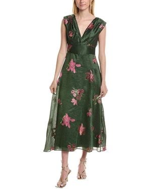 Lela Rose Linen & Silk-Blend Off-The-Shoulder Dress - Green