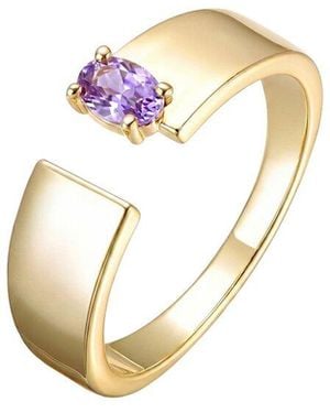Rachel Glauber 14K Plated Cz Open Ring - White