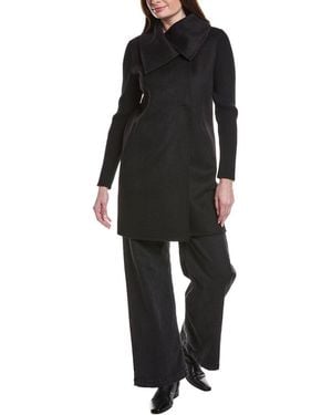 Kenneth Cole Asymmetrical Double Face Wool-Blend Coat - Black