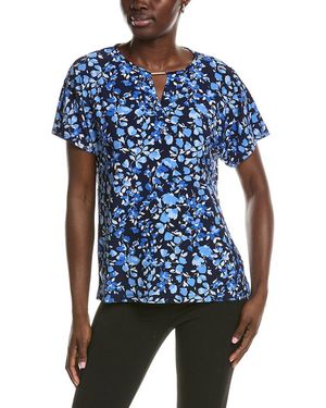 Jones New York Extended Shoulder Placket Top - Blue