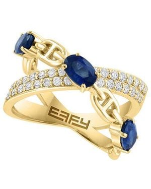 Effy Fine Jewelry 14K 2.21 Ct. Tw. Diamond & Sapphire Ring - Metallic