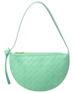 Bottega Veneta Sunrise Mini Intrecciato Leather Hobo Bag - Green