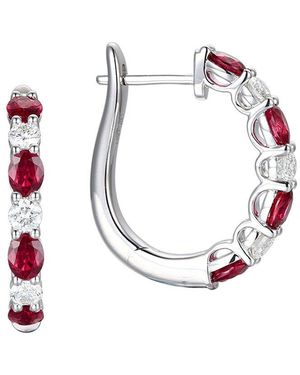 Gregg Ruth 14K 2.26 Ct. Tw. Diamond & Ruby Huggie Earring - Multicolour