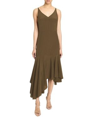 Santorelli Silk A-Line Dress - Green