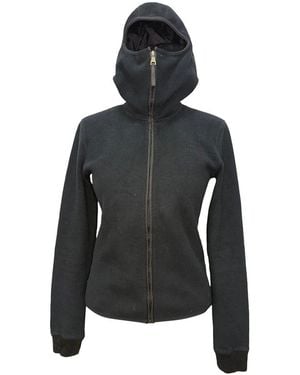 Prada Zip-Up Hooded Fleece Jacket, Size Int (Authentic Pre-Loved) - Black
