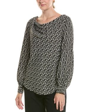 Halston Printed Cowl Neck Top - Gray