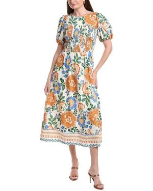 Ellen Tracy Crinkle Smocked Dress - White