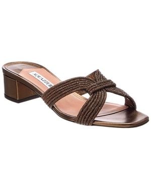 Aquazzura Logo 35 Crystal Sandal - Brown