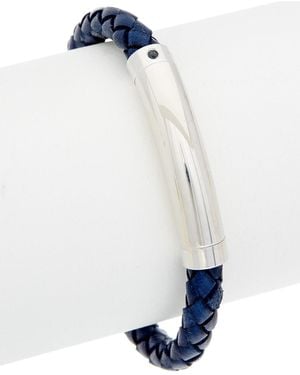 Phillip Gavriel Silver & Leather Blue Sapphire Woven Bracelet - White