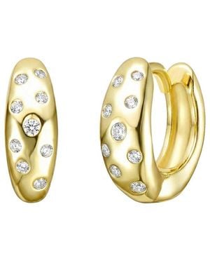 Rachel Glauber 14K Plated Cz Hoop Earrings - Metallic