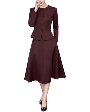 WLZD 2Pc Blazer & Skirt Set - Red