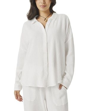 Splendid Ava Gauze Button Down - White