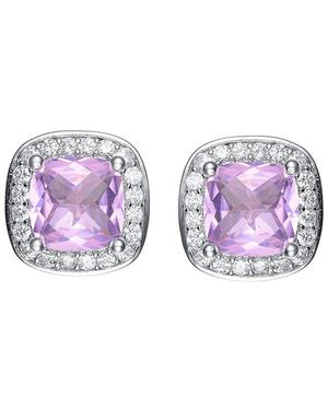 Rachel Glauber Rhodium Plated Cz Studs - Purple