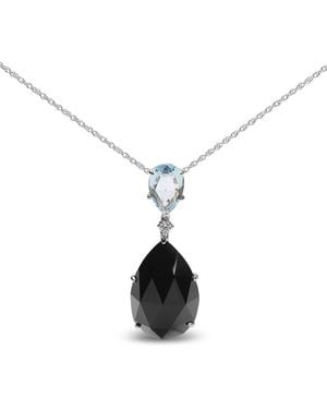 Haus of Brilliance Colourful Gemstones 18K 25.69 Ct. Tw. Diamond & Onyx Pendant Necklace - White
