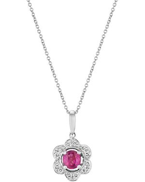 Le Vian Le Vian Centre Stone 14K Diamond & Ruby Pendant Necklace - Metallic