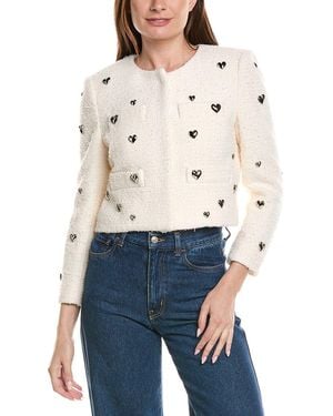 MILLY Pheobe Heart Applique Wool-Blend Jacket - White