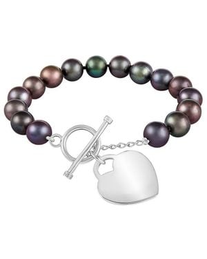 Splendid Rhodium Over Silver 7-7.5mm Pearl Bracelet - White