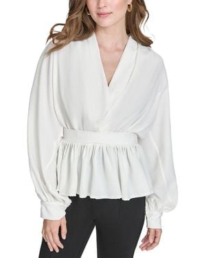 Halston Tie Waist Blouse - White