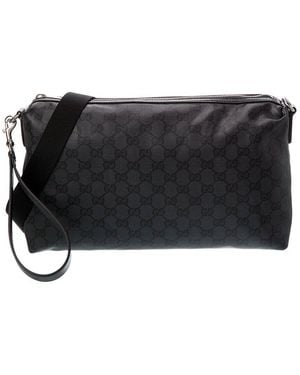 Gucci Essence Classic Medium Gg Coated Canvas & Leather Crossbody - Black