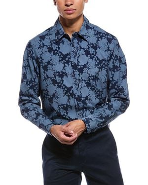 Report Collection 4-Way Printed Woven Sport Shirt - Blue