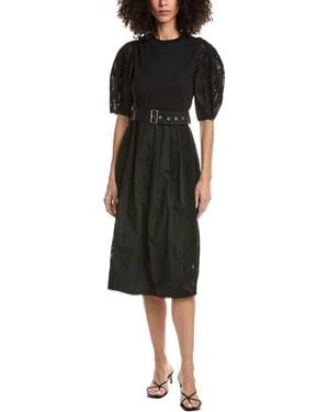 3.1 Phillip Lim Bonded Lace Puff Sleeve T-Shirt - Black