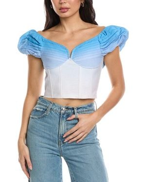 Allison Clemence Linen-Blend Top - Blue