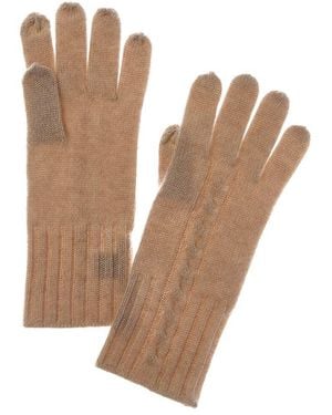 Sofiacashmere Sofiacashmere Classic Cable Cashmere Gloves - Natural