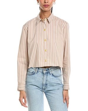 L'Agence Cosette Crop Hi Low Shirt - Blue