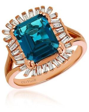 Le Vian Vivids 14K Rose 3.64 Ct. Tw. Diamond & Topaz Half-Eternity Ring - Blue