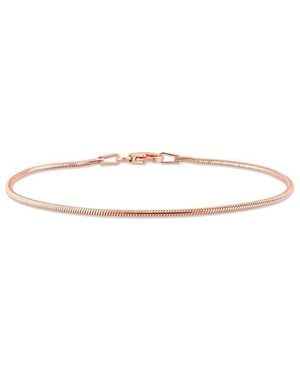 Italian Silver 18K Rose Over Snake Chain Bracelet - White