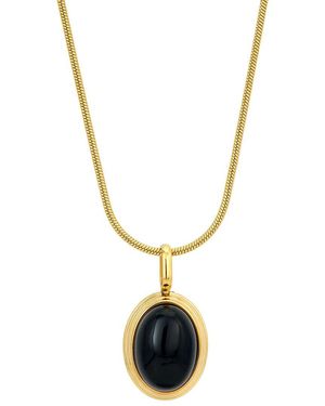 Savvy Cie Stainless Steel Onyx Statement Necklace - Metallic