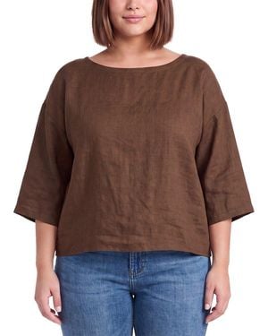 Eileen Fisher Bateau Linen Box Top - Brown