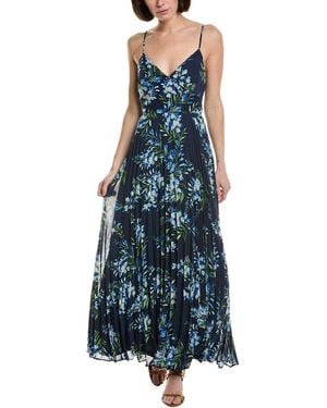 Julia Jordan Pleated Chiffon Maxi Dress - Blue