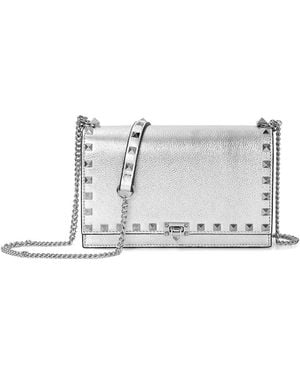 Tiffany & Fred Paris Studded Fold-Over Leather Clutch - White