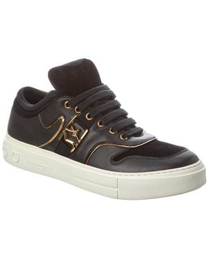 Ferragamo Beck Suede & Leather Sneaker - Black