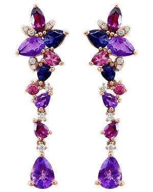 Effy Fine Jewelry 14K Rose 4.46 Ct. Tw. Diamond & Gemstone Earrings - Purple