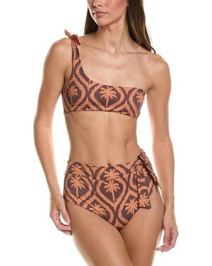 Manebí Manebi 2Pc Tie-Up One-Shoulder Bikini Set - Brown